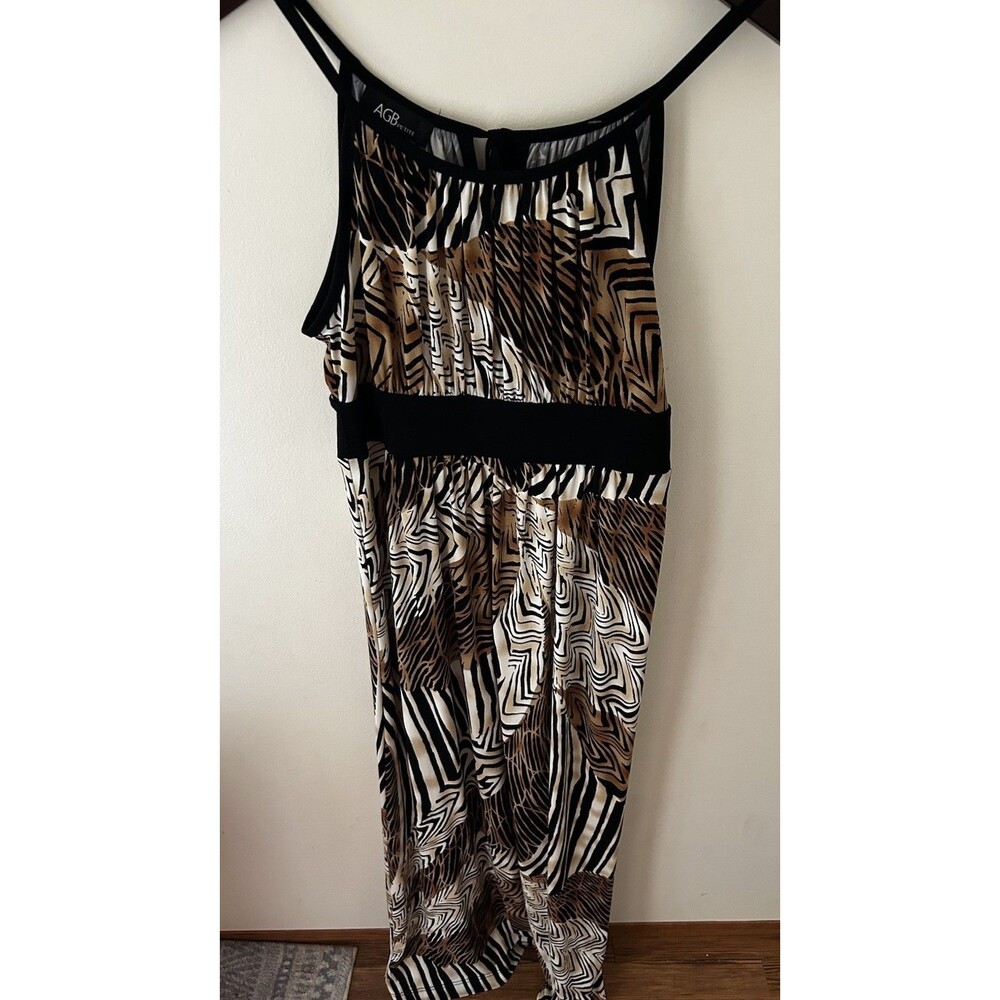 AGB Petites Women’s Medium Animal Print Maxi Dress Tie Back Y2K Resort Summer